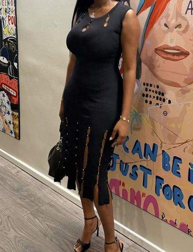 Pearl accent midi dress