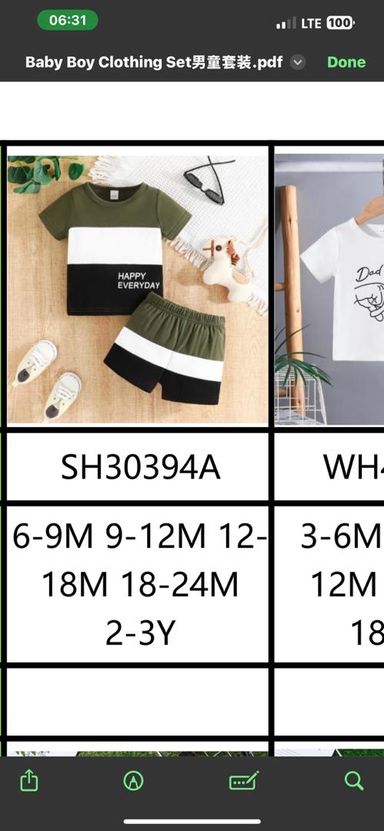 20 pieces of short sleeve suits catalog 