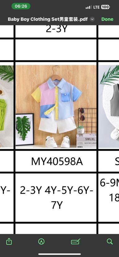 20 pieces of short sleeve suits catalog 