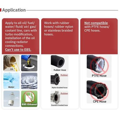 Universal AN6 Push-on 45Degree Reusable Hose End Fittings (10005285)