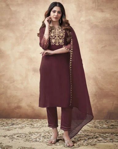 Women Floral Kurta with Trousers & Dupatta