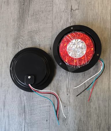 2Pcs 24v Round Truck/Trailer 16LED Rear Tail Stop Light RED + White (10007607)