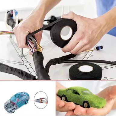 1Pc Electrical Tape Heat Resistant Harness Tape Adhesive Cloth Tape Waterproof Tape Insulating Automotive Fabric Cloth Tape (10007612)