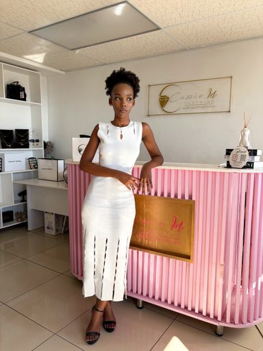 Pearl accent midi dress