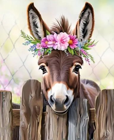 Paint by numbers - Donkey with Flower Crown - 40x50cm
