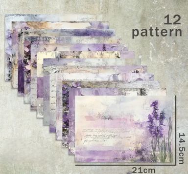 A5 Watercolour Lavender Scrapbook Paper Sheets - Pack of 12