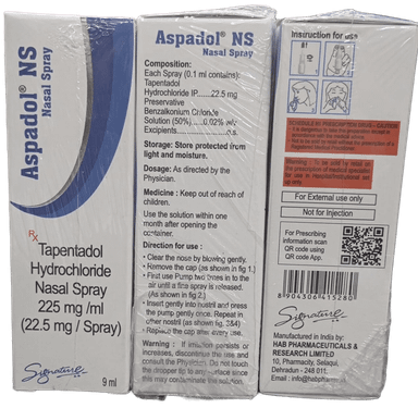 Tapentazole Hydrochloride Nasal Spray 225mg