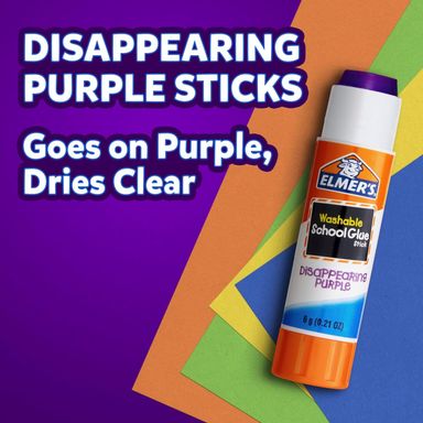 Elmer's Disappearing Purple School Glue Sticks, Washable