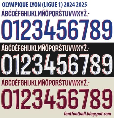 Font Vector Olympique Lyon Lyonnais Ligue 1 2024 2025 kit