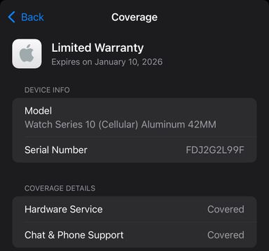 Apple Watch Series 10 Black 42mm New with Apple care till 2026