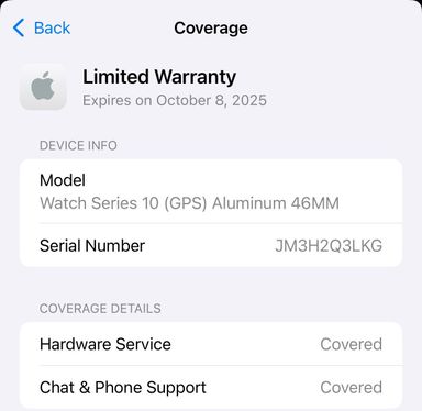 Apple Watch Series 10 46mm w Sport Band M/L Jet Black With Apple Care