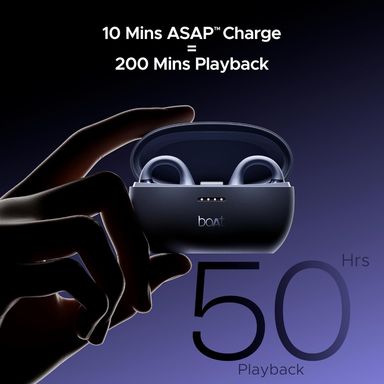 boAt Airdopes Loop Bluetooth in Ear Earbuds W/Clip-On Fit, Air Conduction Tech, 50HRS Battery, 4Mics Enx, Dual EQ Modes, 12Mm Drivers, 40Ms Latency,ASAP Charge,OWS Ear Buds Earphones (Lavender Mist) 