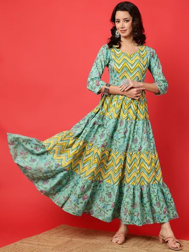 Women Ethnic Motifs Work Floral Anarkali Dress