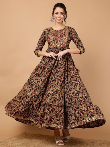 Women Ethnic Motifs Work Floral Anarkali Dress