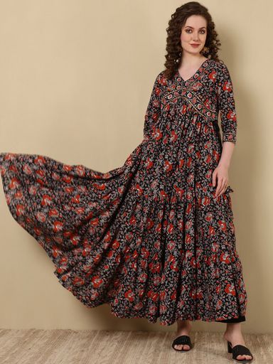 Women Ethnic Motifs Work Floral Anarkali Dress