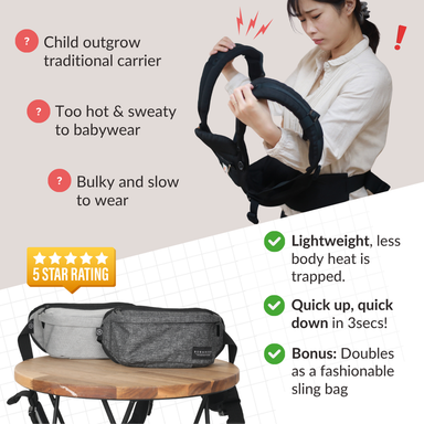 BORNBOON Hip Seat 3 in 1 Baby Carrier | Sling Bag