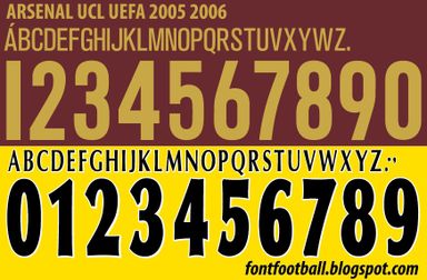 Font Vector Arsenal UCL UEFA 2005 2006 kit