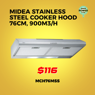 MIDEA STAINLESS STEEL COOKER HOOD 76CM, 900M3/H