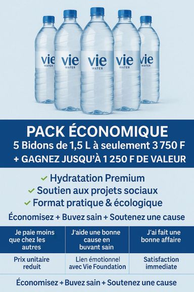 VIE Water! Eau de Vie Naturelle à Faible Minéralisation. 1500 Ml (Subventionnée par VIE Foundation)
