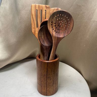 Acacia Wood Kitchen Spatulas | Cooking & Serving 5pcs Set K702