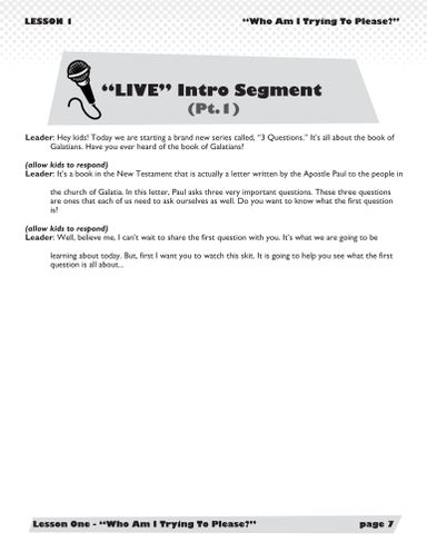 3 Questions – 3-Week Kids Curriculum