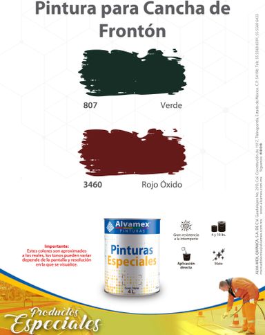 Pintura para cancha de frontón AT807 Pinturama 19 Lt