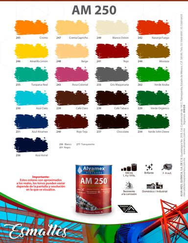 Pintura esmalte AM250 Pinturama Lt