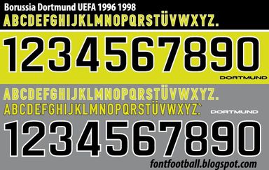 Font Vector Dortmund UEFA 1996 1998 kit