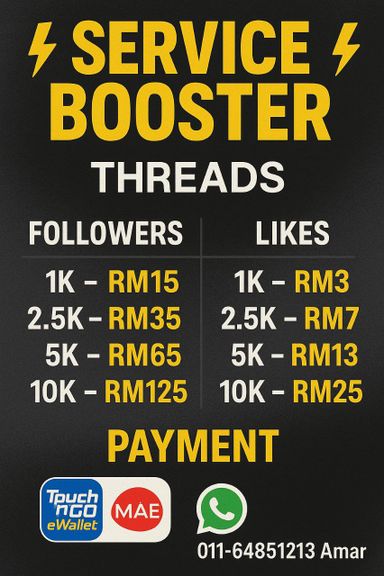 ⚡SERVICE BOOSTER⚡THREADS FOLLOWERS & LIKES