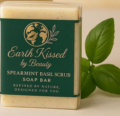 Earth Kissed by Beauty Spearmint Basil Scrub Soap Bar  BA