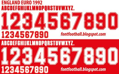 Font Vector England Euro 1992 kit