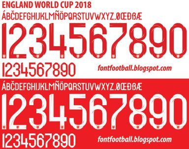 Font Vector England World Cup 2018 kit