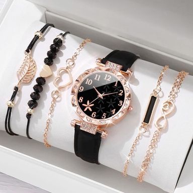 Ensemble de 3 montres à Quartz pour femmes, Bracelet-montre de luxe avec boucle magnétique, motif floral avec strass, pièces mode 2020