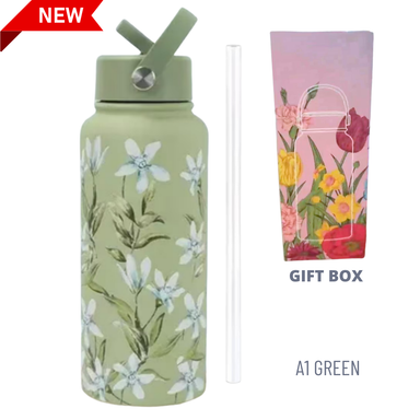 1000ML 3D FLORAL THUMBLER THERMOS BOTTLE