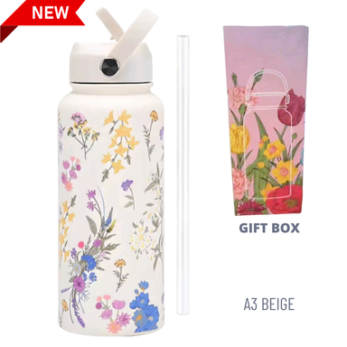 1000ML 3D FLORAL THUMBLER THERMOS BOTTLE