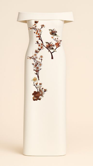 Plum Blossoms Maxi Dress in Off-White