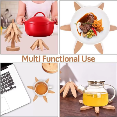 HOT DISH MAT WOODEN TREE COASTER (ALAS MAKANAN PANAS)