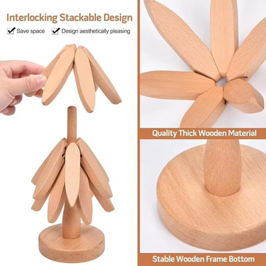 HOT DISH MAT WOODEN TREE COASTER (ALAS MAKANAN PANAS)