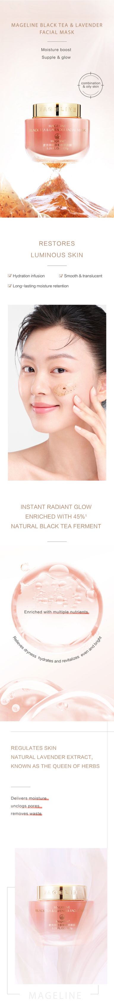 MAGELINE BLACK TEA & LAVENDER FACIAL MASK