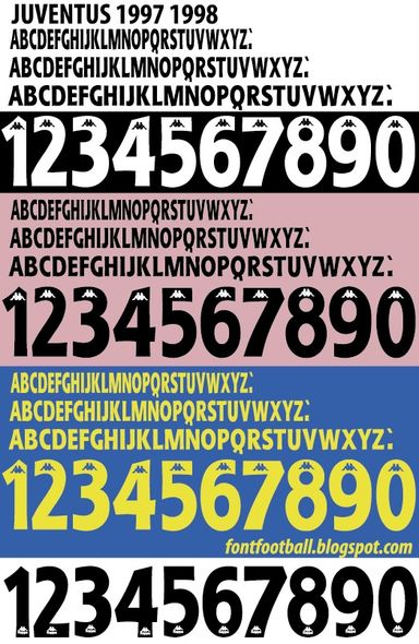 Font Vector Juventus Centenary 1997 1998 kit