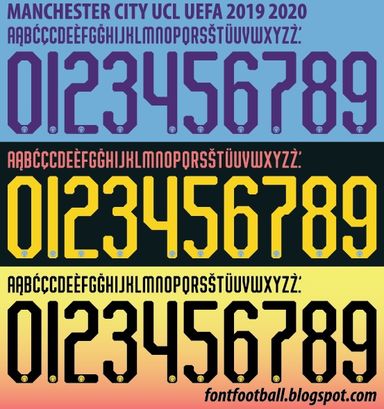 Font Vector Manchester City UCL 2019 2020 kit