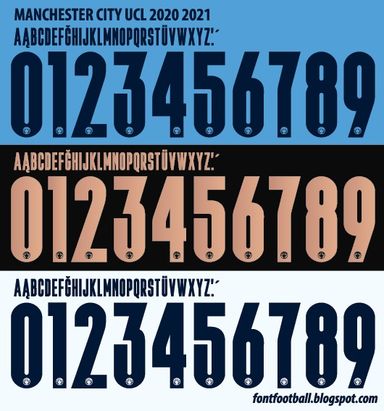 Font Vector Manchester City UCL 2020 2021 kit