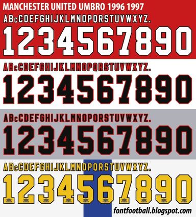 Font Vector Manchester United 1996 1997 kit