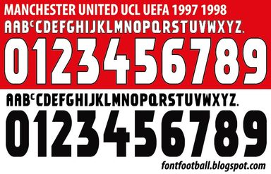 Font Vector Manchester United UCL 1997 1998 kit