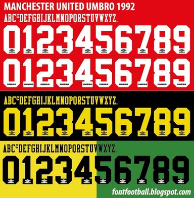Font Vector Manchester United Umbro 1992 kit