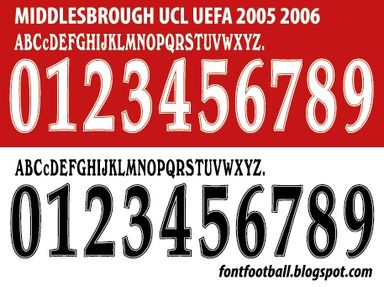 Font Vector Middlesbrough UCL 2005 2006 kit