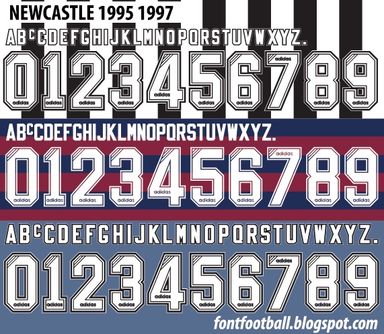 Font Vector Newcastle United 1995 1996 1997 kit