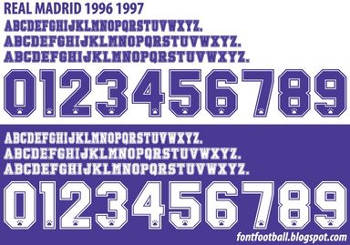 Font Vector Real Madrid 1996 1997 kit