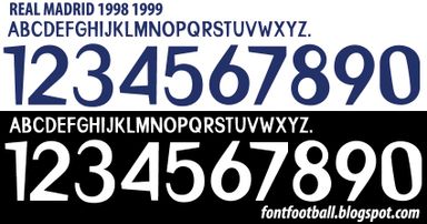 Font Vector Real Madrid 1998 1999 2000 kit