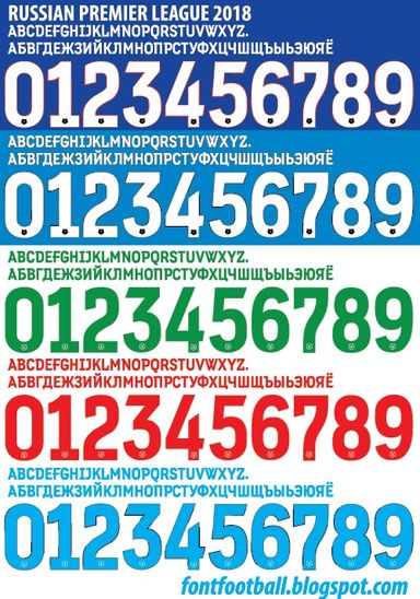 Font Vector Russian Premier League 2018 kit